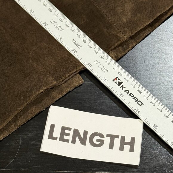 Vintage Suede Chocolate Brown Long Boho Western Pencil Maxi Skirt Size Large 14P - Picture 12 of 12